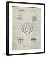 PP1022-Antique Grid Parchment Rubik's Cube Patent Poster-Cole Borders-Framed Giclee Print