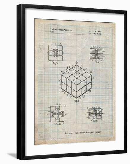 PP1022-Antique Grid Parchment Rubik's Cube Patent Poster-Cole Borders-Framed Giclee Print