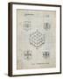 PP1022-Antique Grid Parchment Rubik's Cube Patent Poster-Cole Borders-Framed Giclee Print