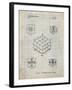 PP1022-Antique Grid Parchment Rubik's Cube Patent Poster-Cole Borders-Framed Giclee Print