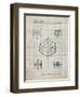 PP1022-Antique Grid Parchment Rubik's Cube Patent Poster-Cole Borders-Framed Giclee Print