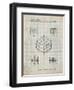 PP1022-Antique Grid Parchment Rubik's Cube Patent Poster-Cole Borders-Framed Giclee Print