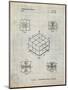 PP1022-Antique Grid Parchment Rubik's Cube Patent Poster-Cole Borders-Mounted Giclee Print