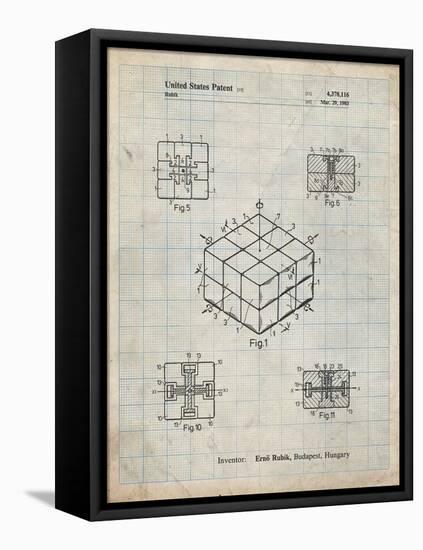 PP1022-Antique Grid Parchment Rubik's Cube Patent Poster-Cole Borders-Framed Stretched Canvas