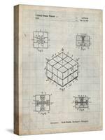 PP1022-Antique Grid Parchment Rubik's Cube Patent Poster-Cole Borders-Stretched Canvas