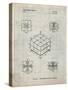 PP1022-Antique Grid Parchment Rubik's Cube Patent Poster-Cole Borders-Stretched Canvas