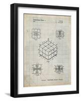 PP1022-Antique Grid Parchment Rubik's Cube Patent Poster-Cole Borders-Framed Giclee Print