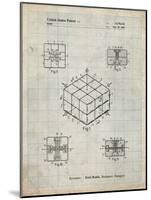 PP1022-Antique Grid Parchment Rubik's Cube Patent Poster-Cole Borders-Mounted Giclee Print