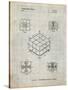 PP1022-Antique Grid Parchment Rubik's Cube Patent Poster-Cole Borders-Stretched Canvas