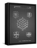 PP1022-Black Grid Rubik's Cube Patent Poster-Cole Borders-Framed Stretched Canvas