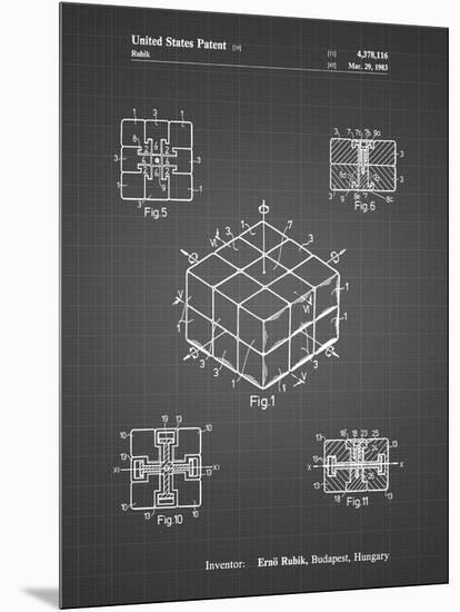 PP1022-Black Grid Rubik's Cube Patent Poster-Cole Borders-Mounted Giclee Print