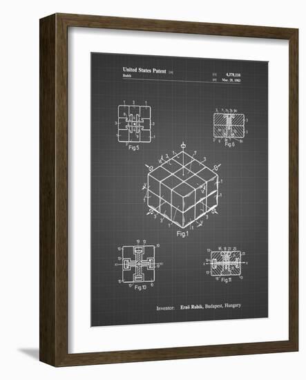 PP1022-Black Grid Rubik's Cube Patent Poster-Cole Borders-Framed Giclee Print