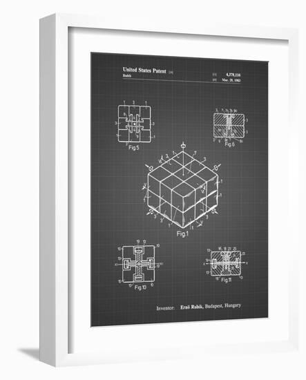 PP1022-Black Grid Rubik's Cube Patent Poster-Cole Borders-Framed Giclee Print