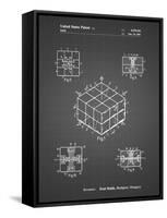 PP1022-Black Grid Rubik's Cube Patent Poster-Cole Borders-Framed Stretched Canvas