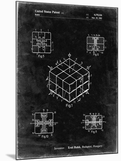 PP1022-Black Grunge Rubik's Cube Patent Poster-Cole Borders-Mounted Giclee Print