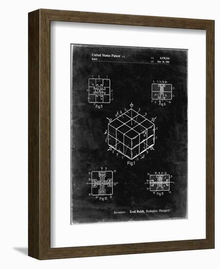 PP1022-Black Grunge Rubik's Cube Patent Poster-Cole Borders-Framed Giclee Print