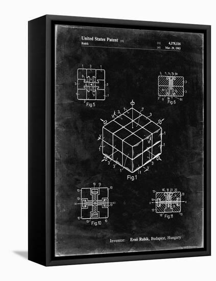 PP1022-Black Grunge Rubik's Cube Patent Poster-Cole Borders-Framed Stretched Canvas