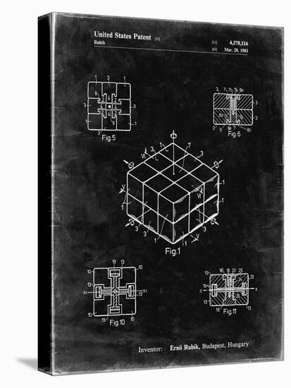 PP1022-Black Grunge Rubik's Cube Patent Poster-Cole Borders-Stretched Canvas