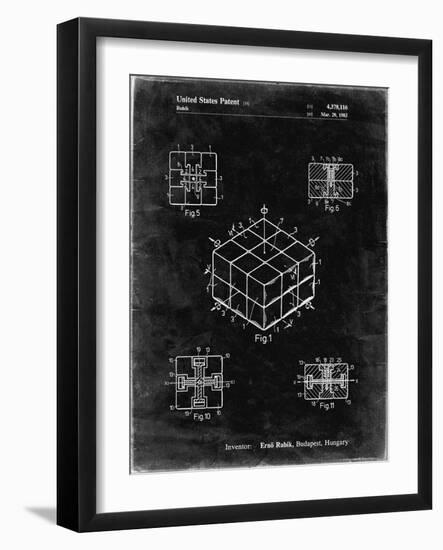 PP1022-Black Grunge Rubik's Cube Patent Poster-Cole Borders-Framed Giclee Print