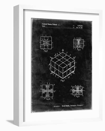 PP1022-Black Grunge Rubik's Cube Patent Poster-Cole Borders-Framed Giclee Print