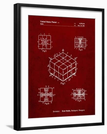 PP1022-Burgundy Rubik's Cube Patent Poster-Cole Borders-Framed Giclee Print