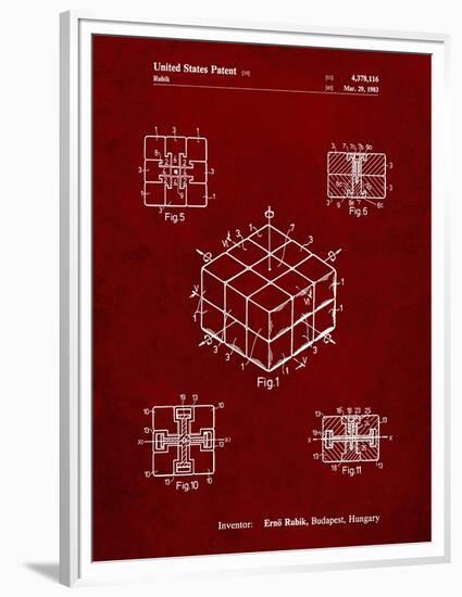 PP1022-Burgundy Rubik's Cube Patent Poster-Cole Borders-Framed Premium Giclee Print