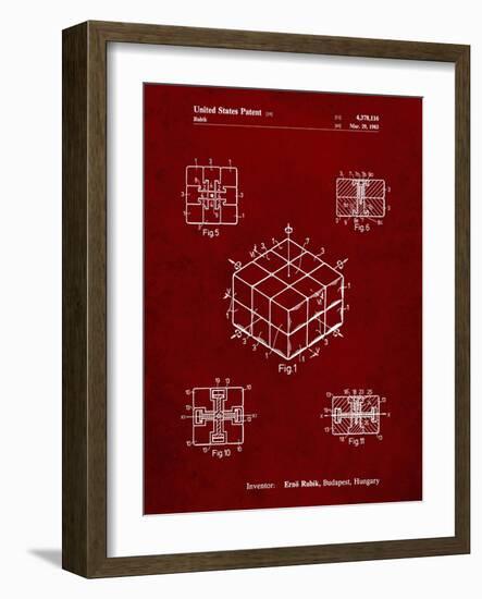 PP1022-Burgundy Rubik's Cube Patent Poster-Cole Borders-Framed Giclee Print