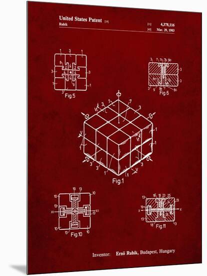 PP1022-Burgundy Rubik's Cube Patent Poster-Cole Borders-Mounted Giclee Print