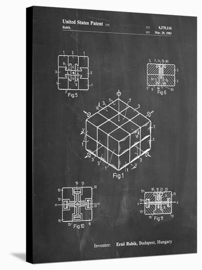 PP1022-Chalkboard Rubik's Cube Patent Poster-Cole Borders-Stretched Canvas