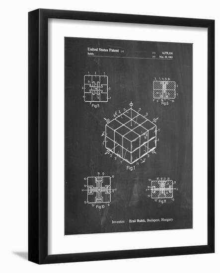 PP1022-Chalkboard Rubik's Cube Patent Poster-Cole Borders-Framed Giclee Print