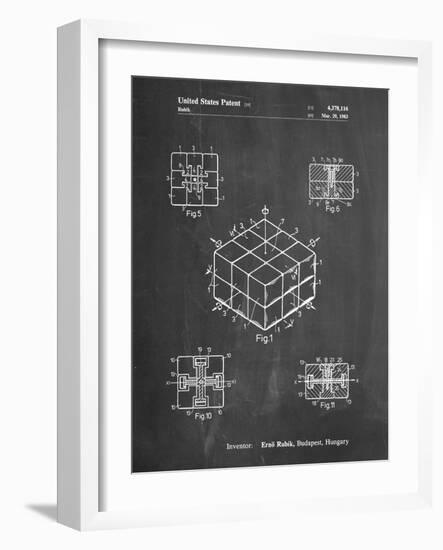 PP1022-Chalkboard Rubik's Cube Patent Poster-Cole Borders-Framed Giclee Print