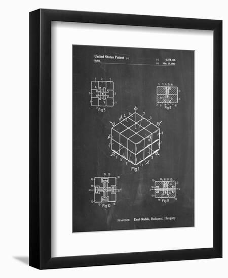 PP1022-Chalkboard Rubik's Cube Patent Poster-Cole Borders-Framed Giclee Print