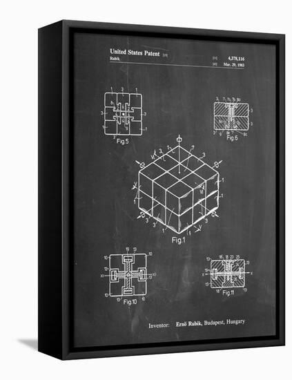 PP1022-Chalkboard Rubik's Cube Patent Poster-Cole Borders-Framed Stretched Canvas