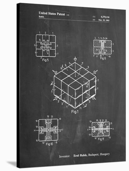 PP1022-Chalkboard Rubik's Cube Patent Poster-Cole Borders-Stretched Canvas