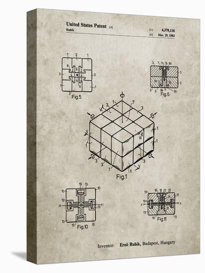PP1022-Sandstone Rubik's Cube Patent Poster-Cole Borders-Stretched Canvas