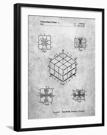 PP1022-Slate Rubik's Cube Patent Poster-Cole Borders-Framed Giclee Print