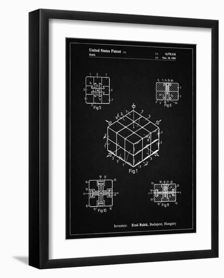 PP1022-Vintage Black Rubik's Cube Patent Poster-Cole Borders-Framed Giclee Print