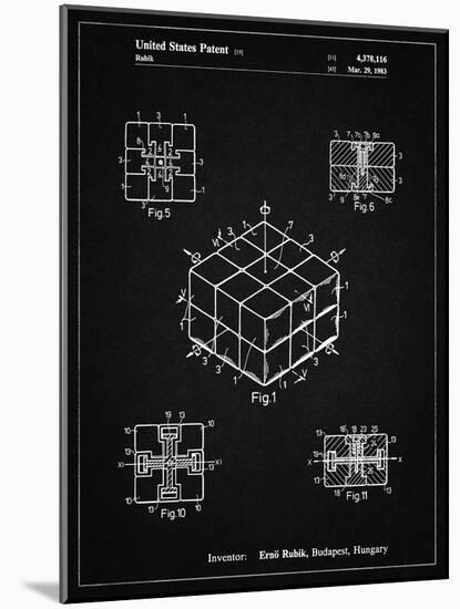 PP1022-Vintage Black Rubik's Cube Patent Poster-Cole Borders-Mounted Giclee Print