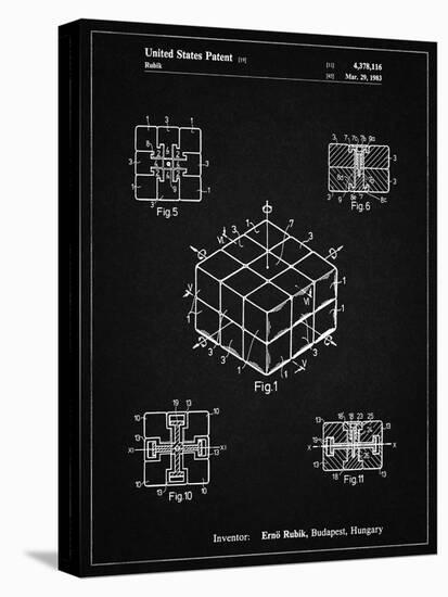 PP1022-Vintage Black Rubik's Cube Patent Poster-Cole Borders-Stretched Canvas