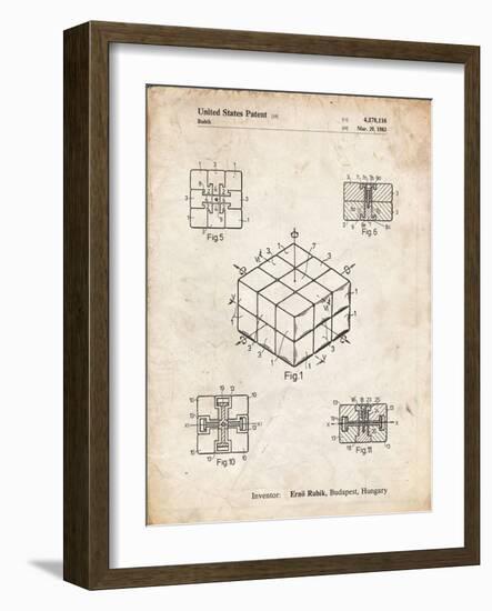 PP1022-Vintage Parchment Rubik's Cube Patent Poster-Cole Borders-Framed Giclee Print