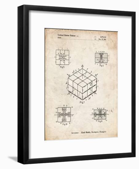 PP1022-Vintage Parchment Rubik's Cube Patent Poster-Cole Borders-Framed Giclee Print