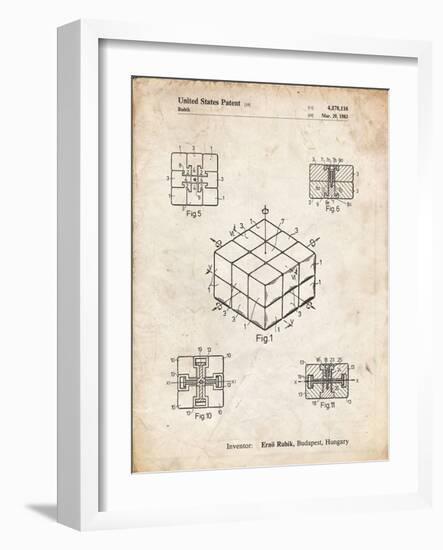 PP1022-Vintage Parchment Rubik's Cube Patent Poster-Cole Borders-Framed Giclee Print