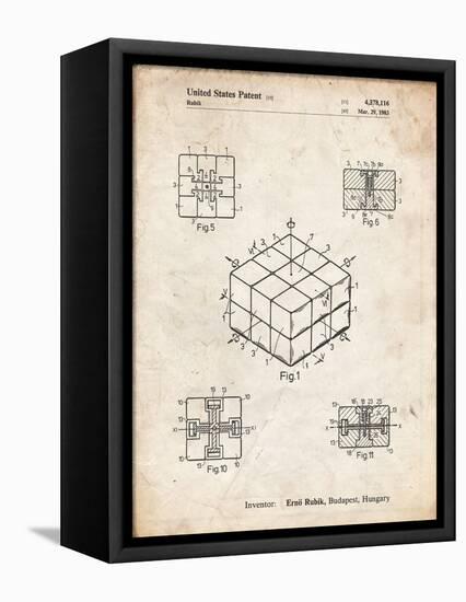 PP1022-Vintage Parchment Rubik's Cube Patent Poster-Cole Borders-Framed Stretched Canvas