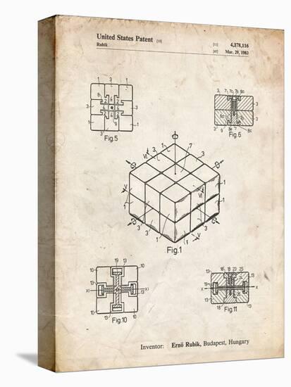 PP1022-Vintage Parchment Rubik's Cube Patent Poster-Cole Borders-Stretched Canvas