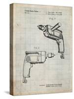 PP1024-Antique Grid Parchment Ryobi Electric Drill Patent Poster-Cole Borders-Stretched Canvas