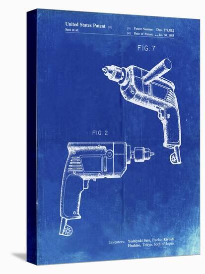 PP1024-Faded Blueprint Ryobi Electric Drill Patent Poster-Cole Borders-Stretched Canvas