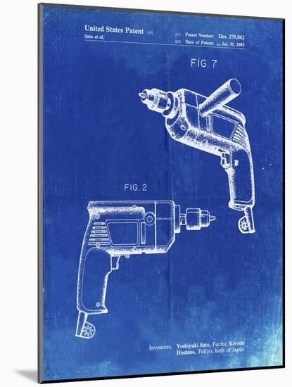 PP1024-Faded Blueprint Ryobi Electric Drill Patent Poster-Cole Borders-Mounted Giclee Print