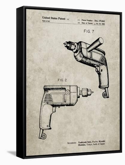 PP1024-Sandstone Ryobi Electric Drill Patent Poster-Cole Borders-Framed Stretched Canvas