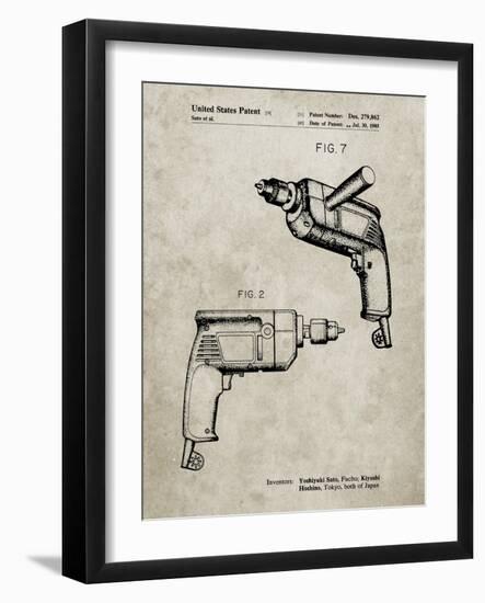 PP1024-Sandstone Ryobi Electric Drill Patent Poster-Cole Borders-Framed Giclee Print