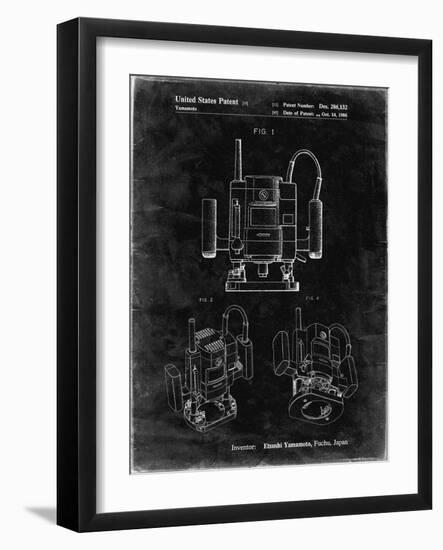 PP1025-Black Grunge Ryobi Portable Router Patent Poster-Cole Borders-Framed Giclee Print